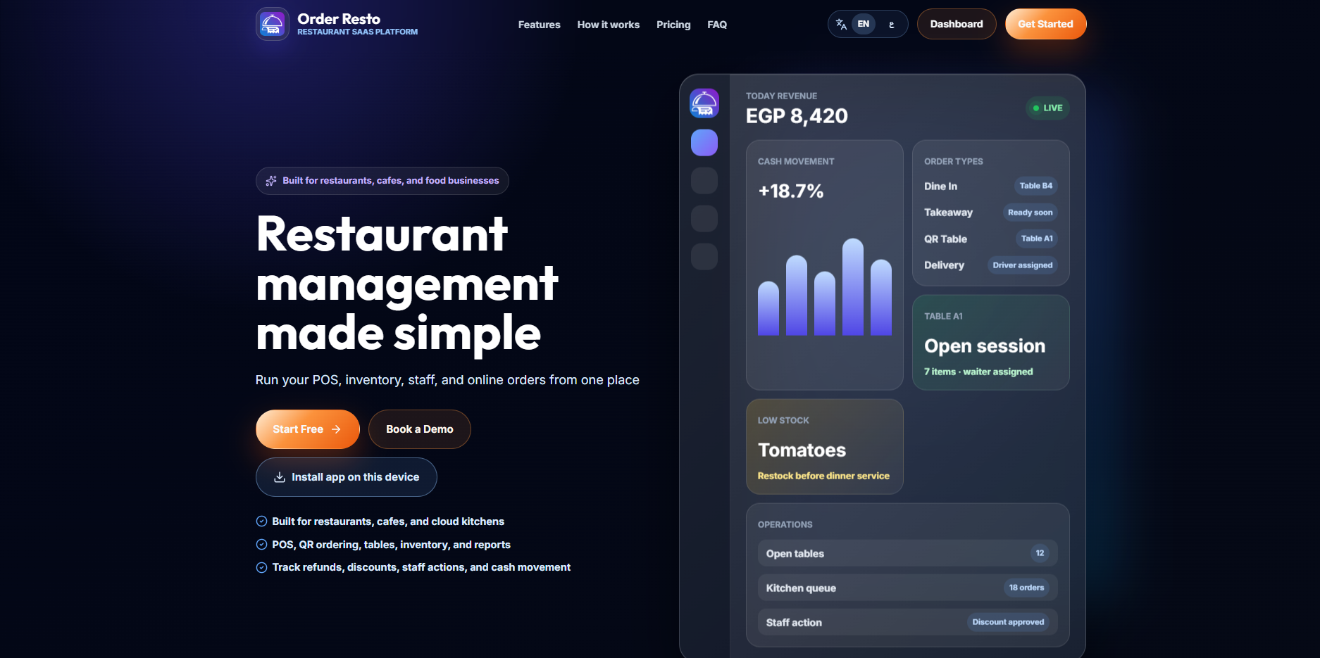 Smart printing settings routing receipts and preparation tickets to kitchen, barista and shisha printers